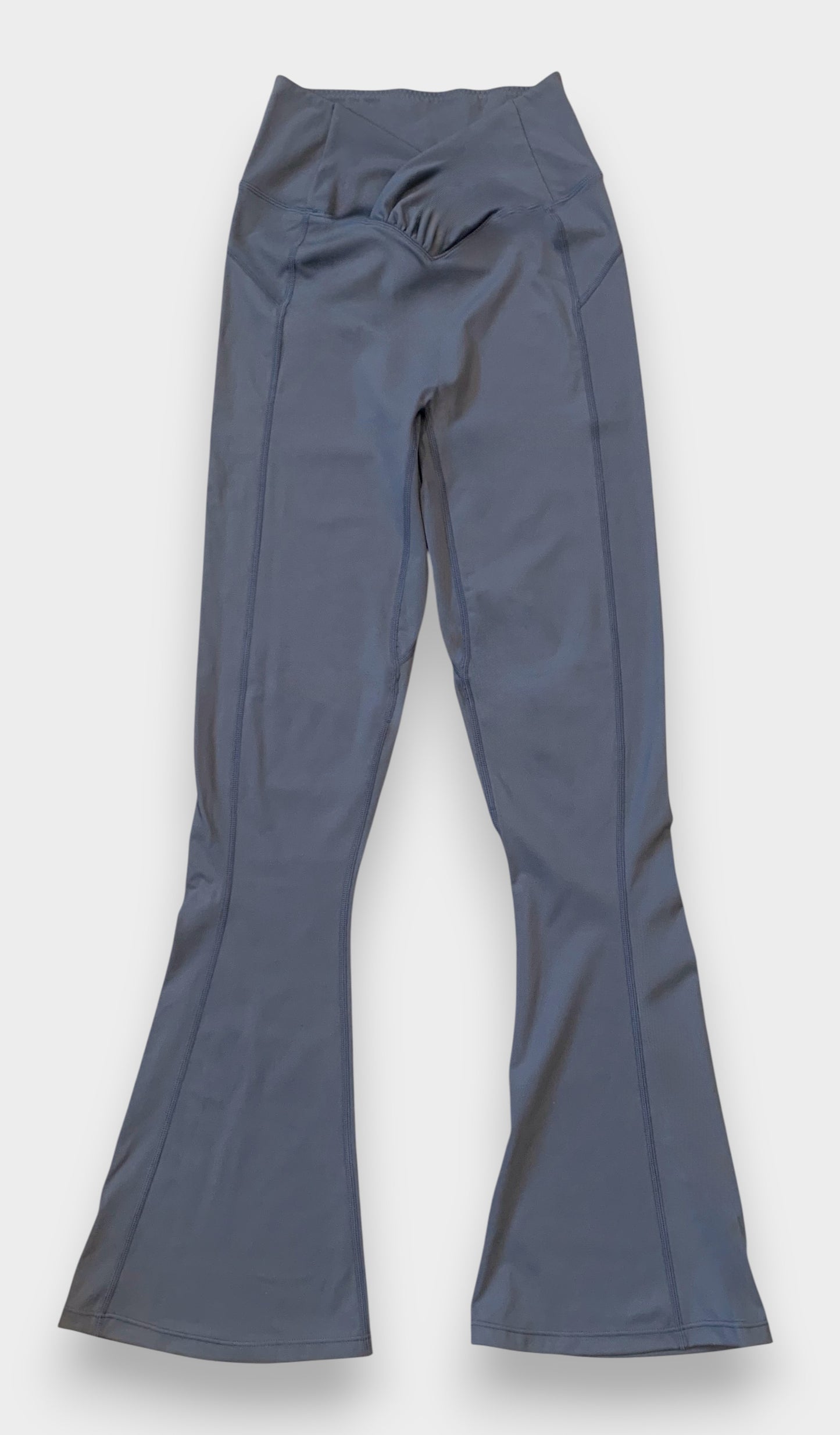 Lay flat front view of mermaid pants in sapphire