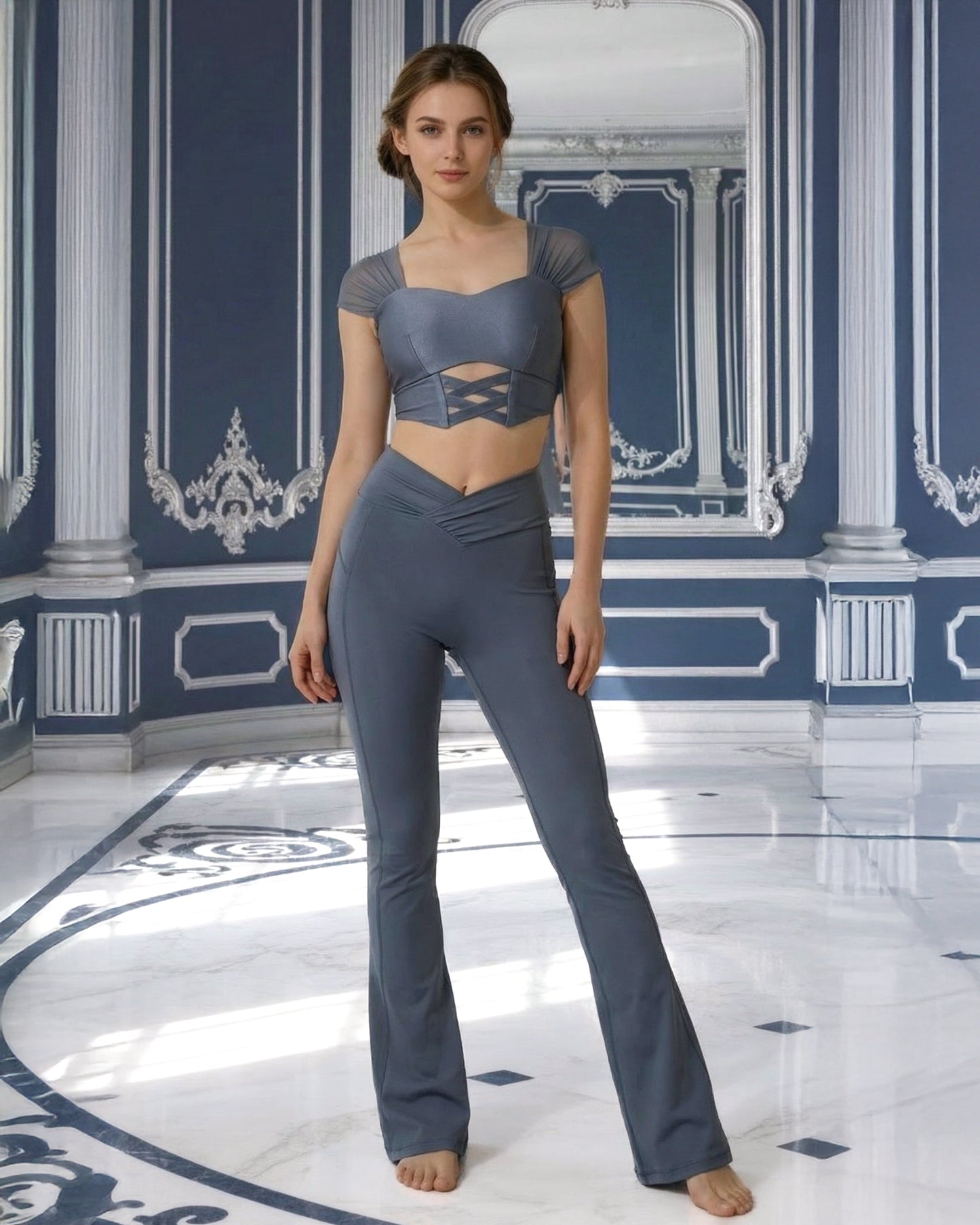 Mermaid Pants in sapphire styled with Eugenie tank top