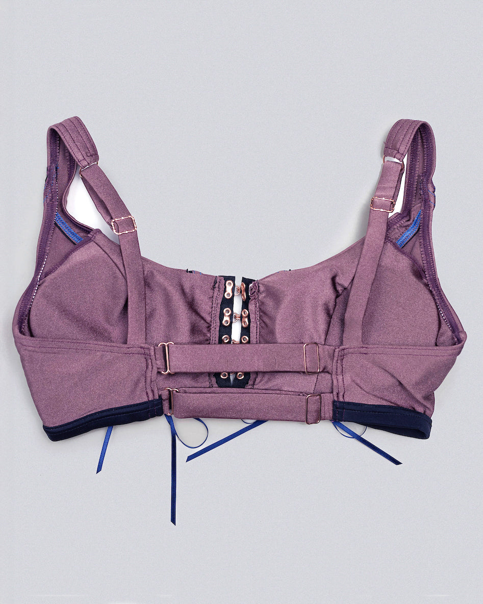 back view of Constance Bra Top in berry couture-inspired silhouette