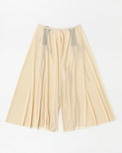 Back view of Constance Flowy Pants champagne with sweeping silhouette