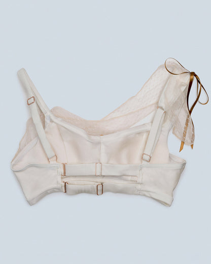 Back view of Isabelle bra top ivory for pole and aerial performance