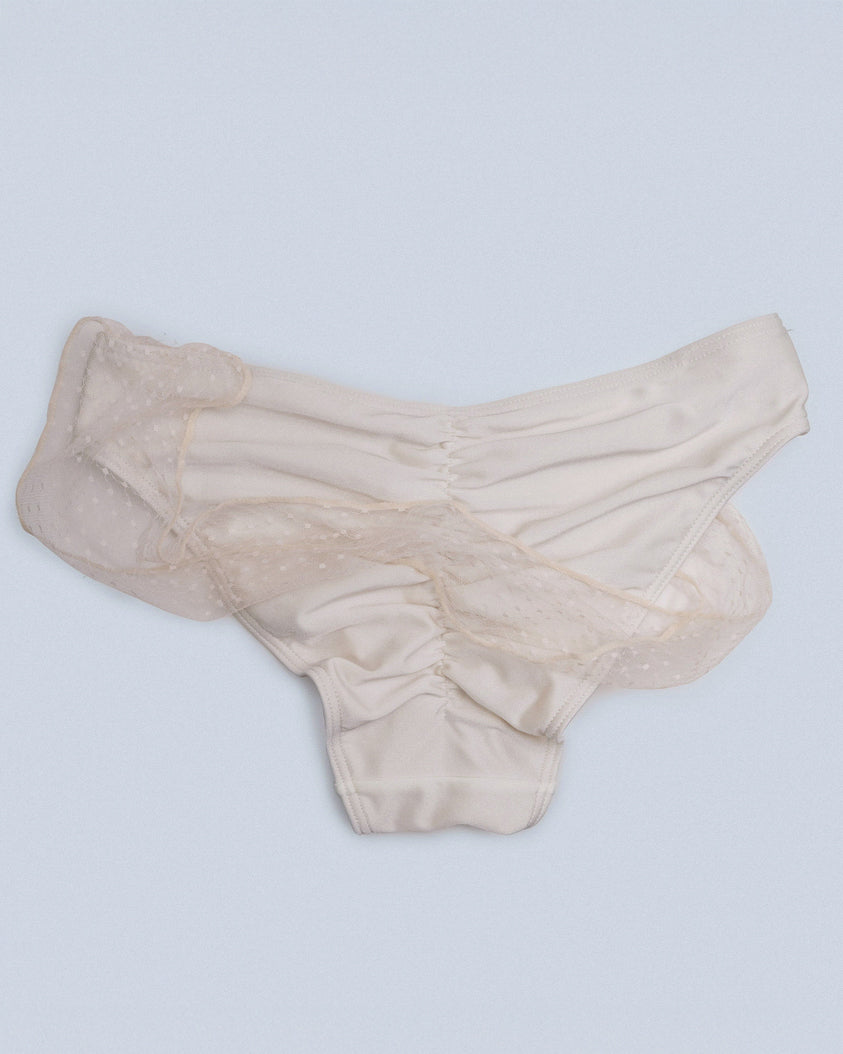 Back view of ivory Isabelle Bottom with fluid drape