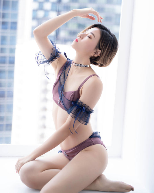 Isabelle royal blue sleeves styled with celestial activewear