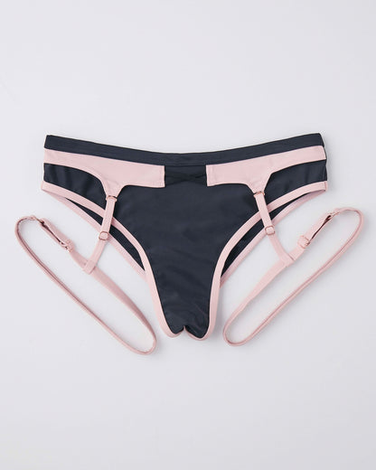 Jeanne black bottom front view with detachable garter detail