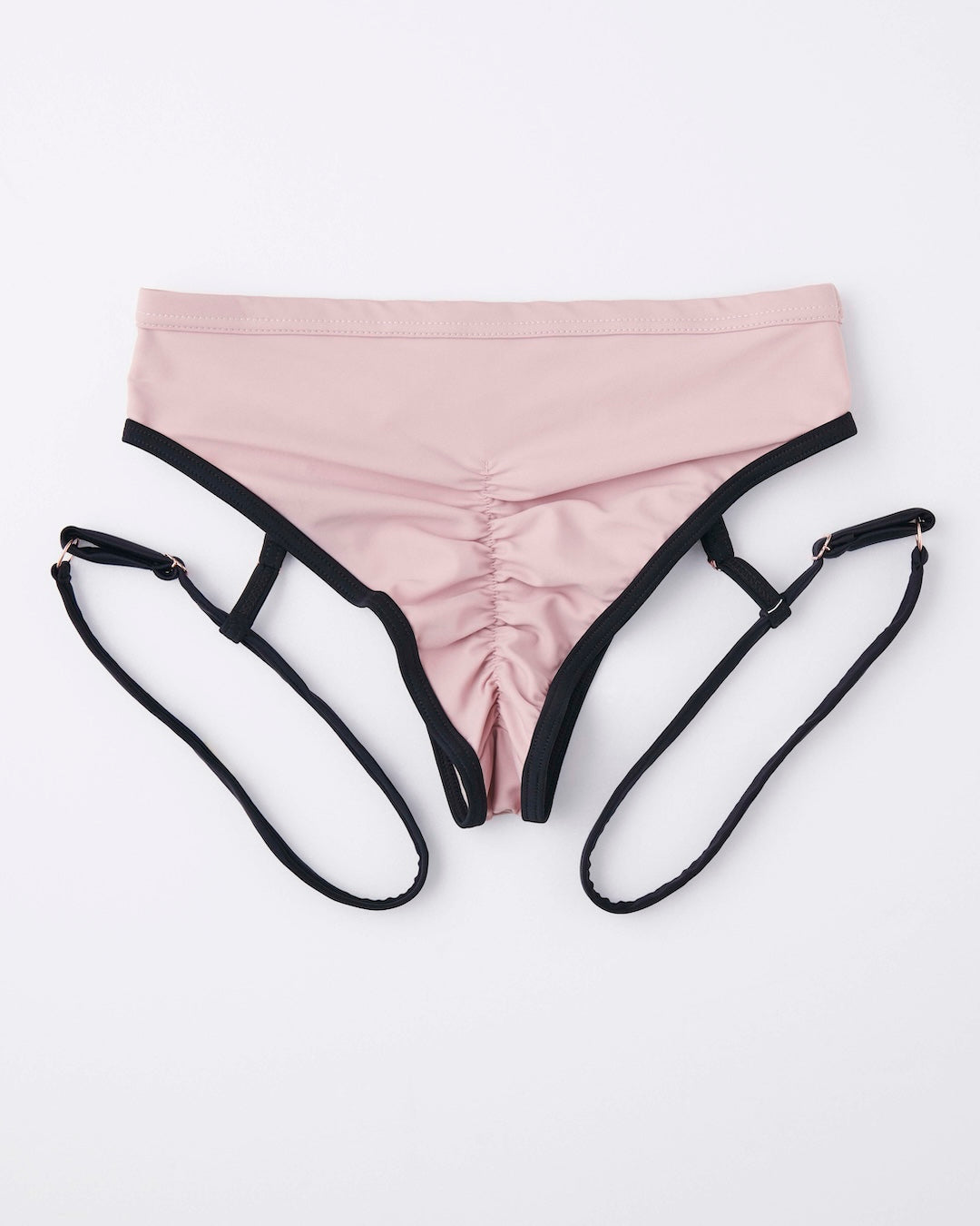 Jeanne pink bottom back view with detachable garter detail