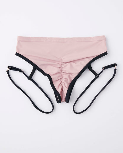 Jeanne pink bottom back view with detachable garter detail