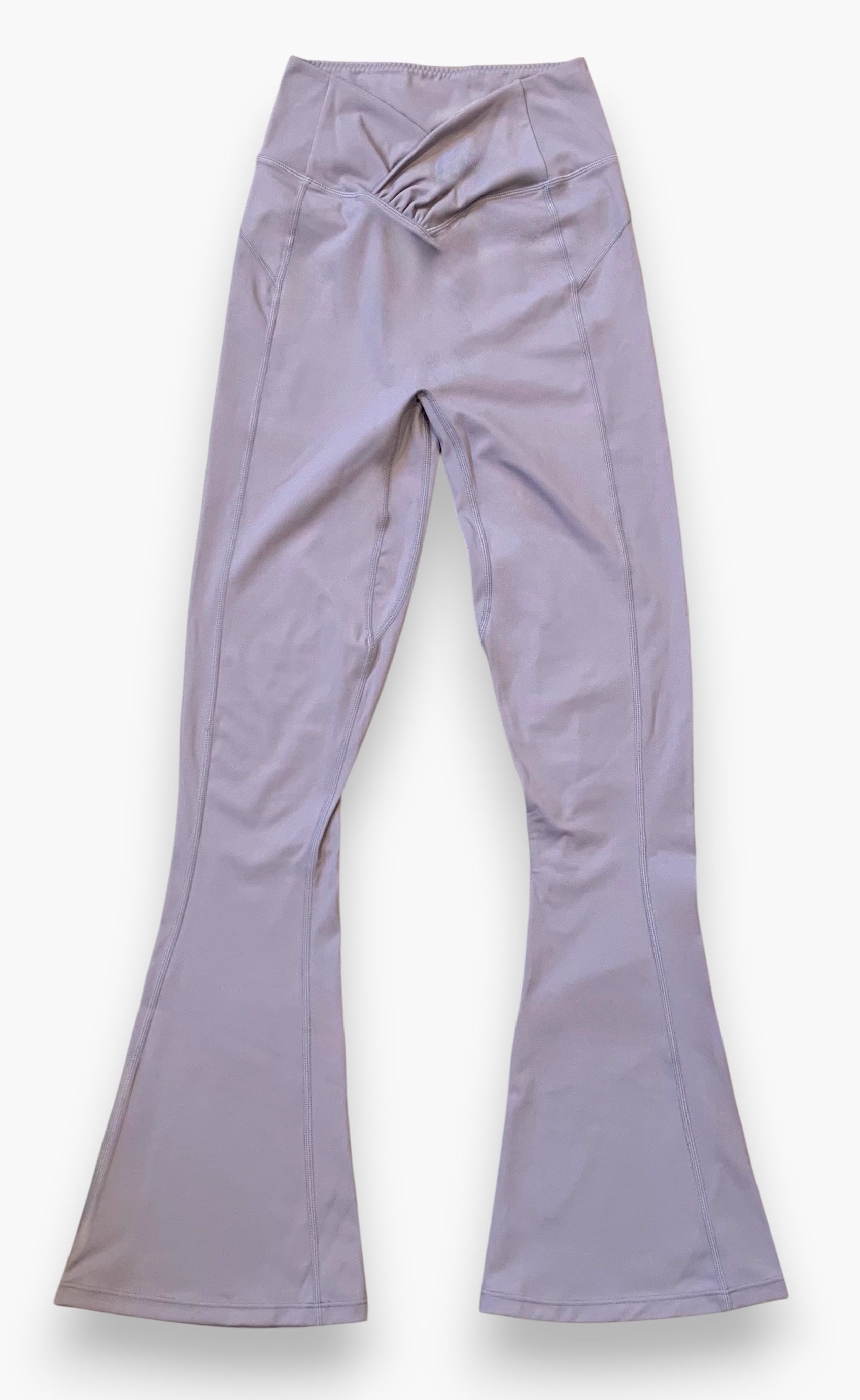 Lay flat front view of mermaid pants in lavender