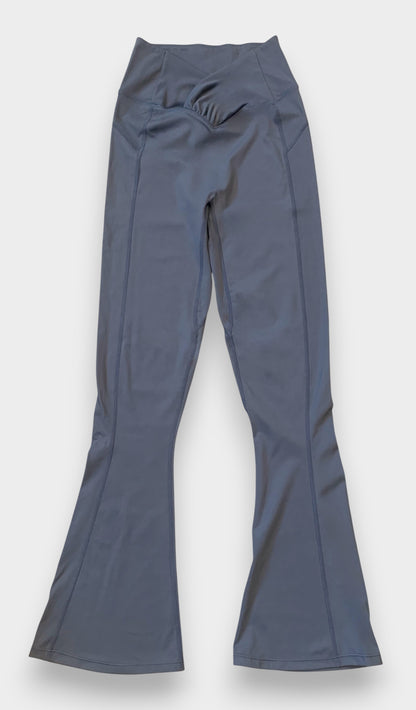 Lay flat front view of mermaid pants in sapphire