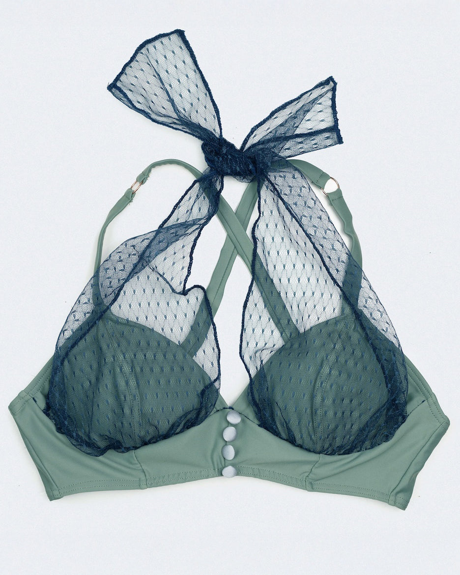 Matcha Matilda lace bra top with halter neckline, elevated dancewear