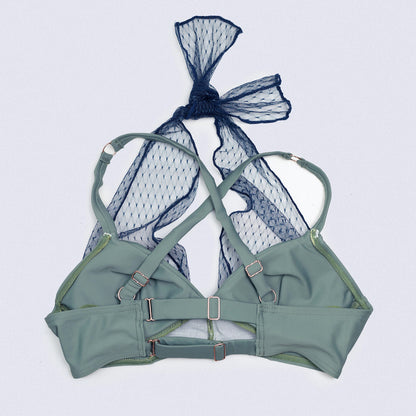 back view of Matcha Matilda lace bra top with halter neckline