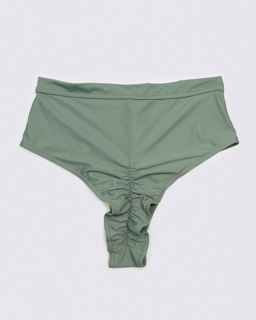 back view of Matilda Bottom in matcha with elegant silhouette