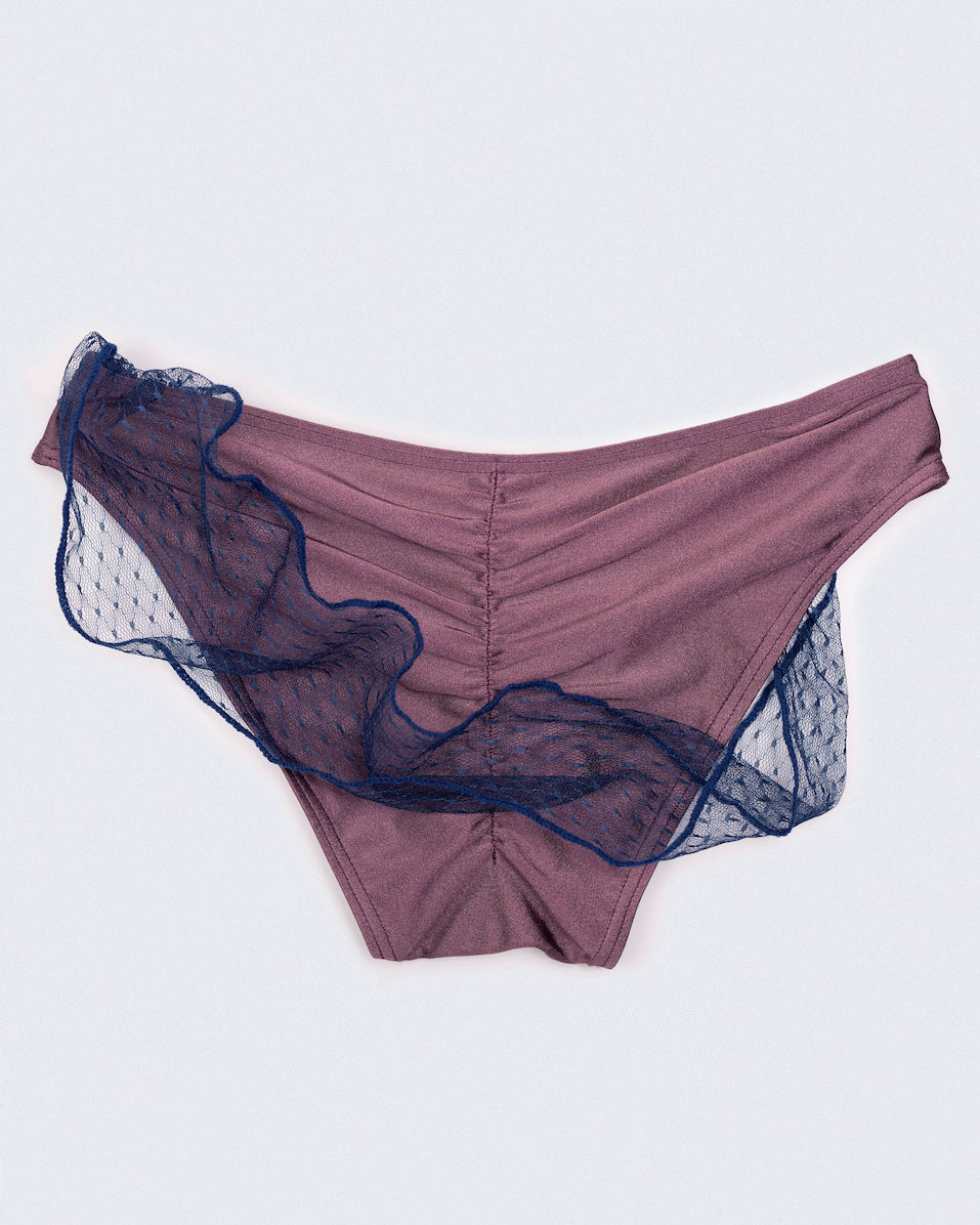 back view of berry Isabelle Bottom with fluid drape