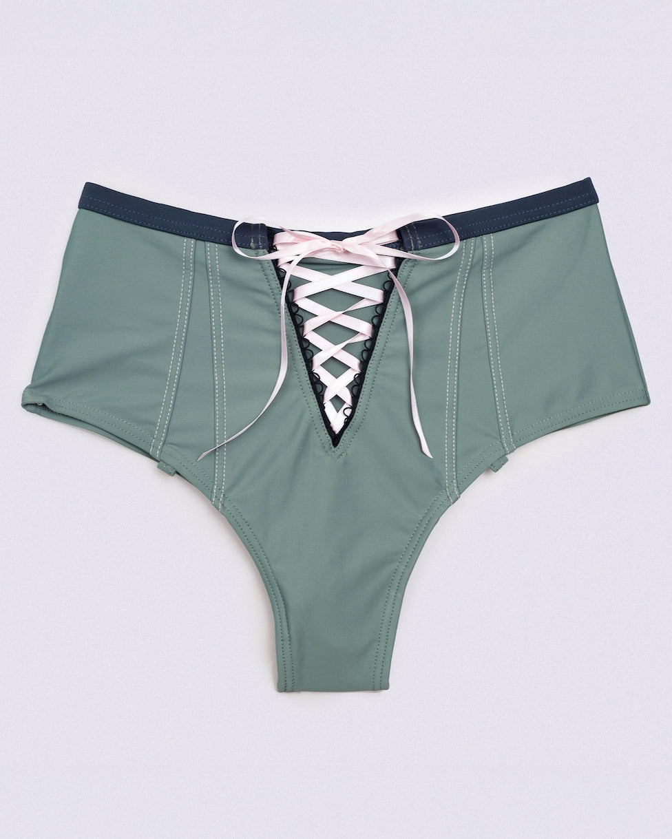 front view of Constance Bottom in matcha sculpted dancewear