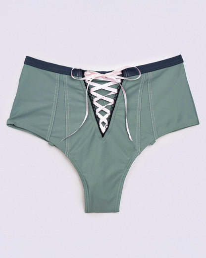 front view of Constance Bottom in matcha sculpted dancewear
