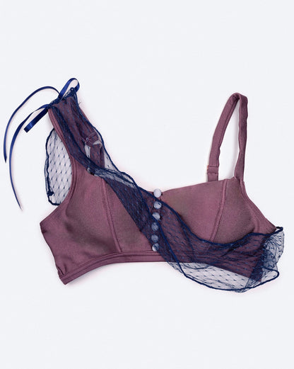 front view of Isabelle bra top berry for pole and aerial performance