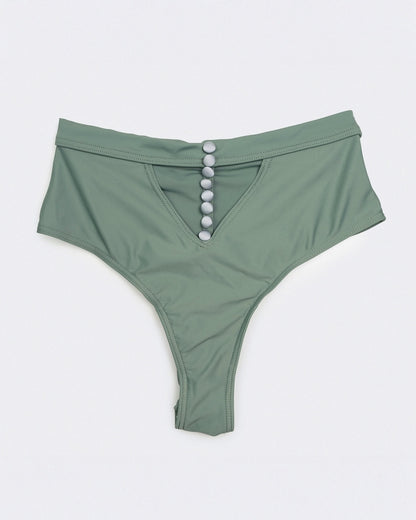 front view of Matilda Bottom in matcha with elegant silhouette