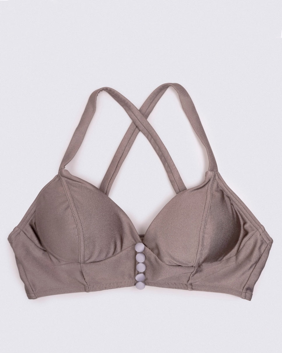 front view of Matilda Bra Top in ash brown sculpted fit